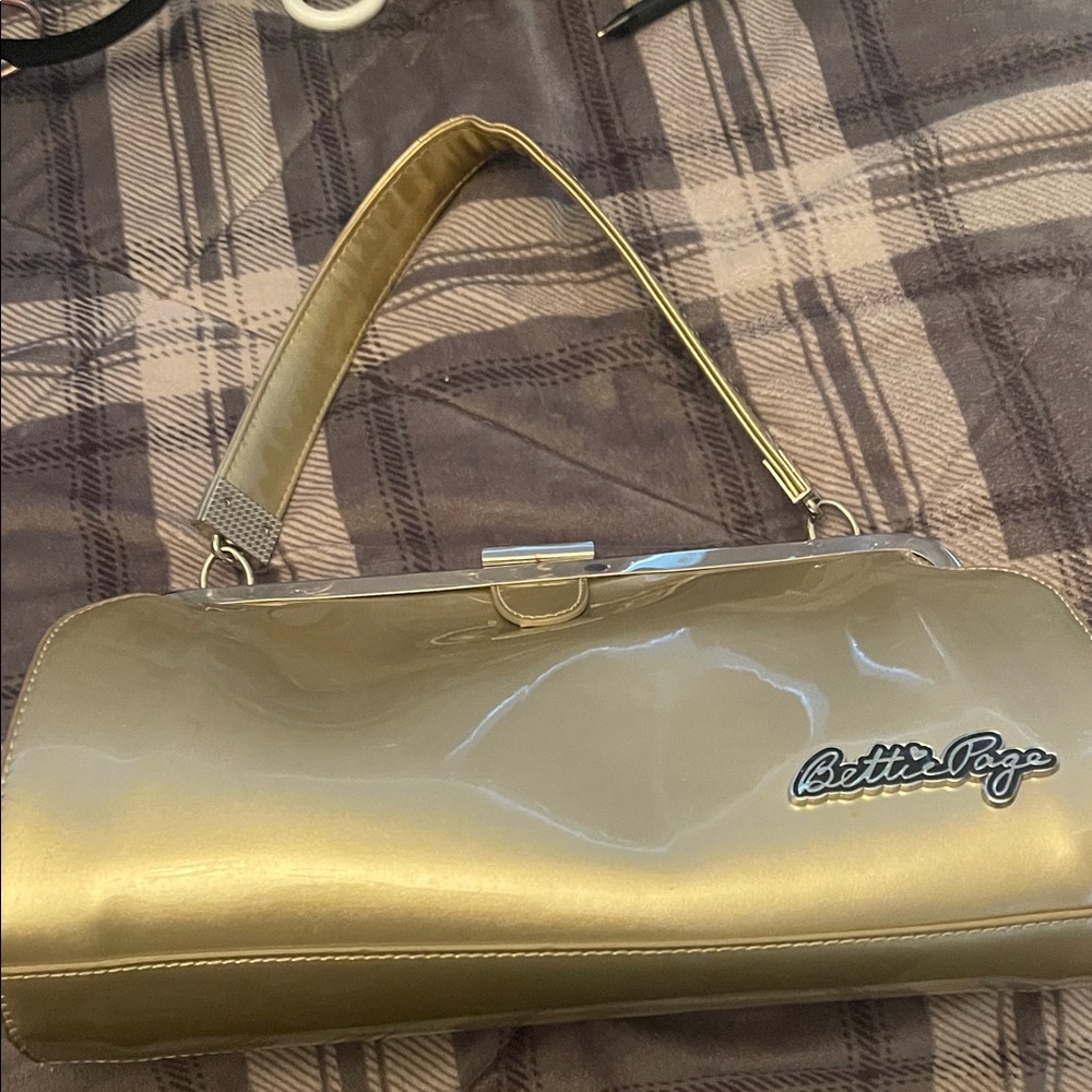 Bettie Page Shimmering Gold Clutch